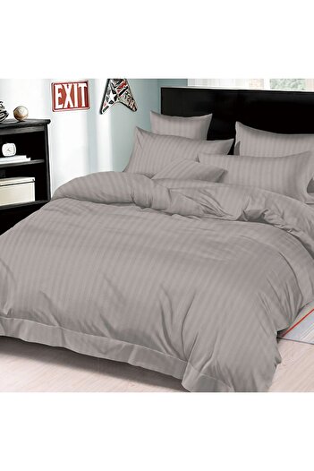 OEM Premium Damask Bed Linen with Elastic 180x200 Light Grey (Fine)
