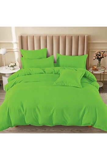 OEM Bed Linen with Elastic 180x200 Junne Neon Green 6 Pieces (Fine)