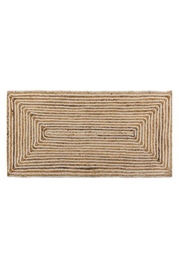 OEM Rectangular Jute Rug Ecru Beige with Linear Pattern 100x50cm