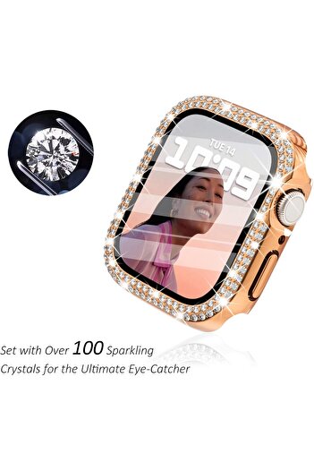 Cool Cold Apple Watch Series 10 & 11 Compatible (42mm) Tempered Glass+Screen Protector Diamond Detailed Case