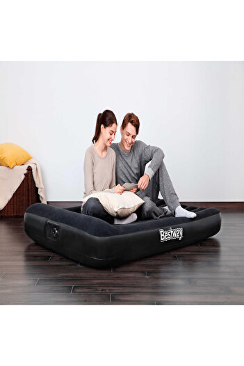 TSUMAB Bestway Inflatable Double Air Bed with Built-in Pump – Comfort Raised Mattress