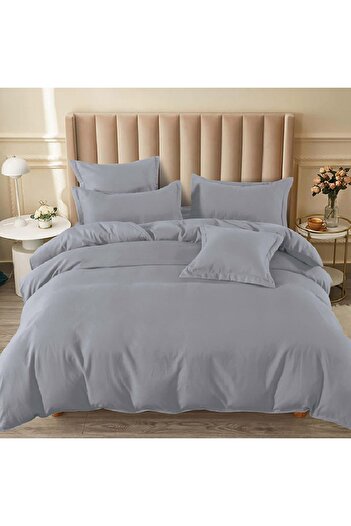 OEM Bed Linen with Elastic 180x200 Junne Grey 6 Pieces (Fine)
