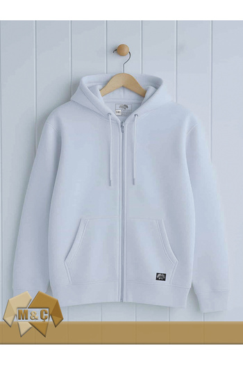 MÇ FAMİLY STORe Shardonlu 3-Ply Hooded Zippered Sweatshirt Oversized Thick Cotton Solid Color Jacket