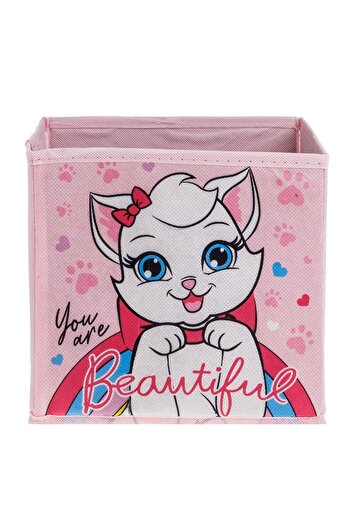 OEM Pink Storage Box with Rainbow Cat Pattern 20x20x20cm