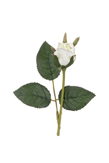 OEM Floare Artificiala Trandafir cu Boboc Alb 21cm