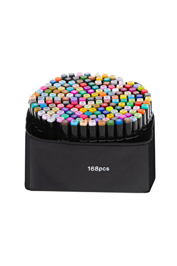 zola Set of 168 double markers, alcohol-based ink, fine and coarse tip, storage bag