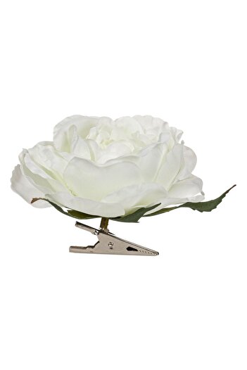 OEM Floare Artificiala Trandafir Alb cu Clips 8cm