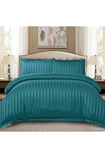 OEM Damask Stripe Turquoise Bed Linen 4 Pieces (Fine)