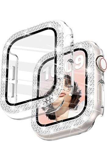 Cool Cold Apple Watch Series 10 & 11 Compatible (42mm) Tempered Glass+Screen Protector Diamond Detailed Case