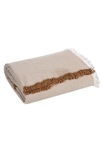 OEM Brown Decorative Throw with White Fringes for Two-Seater Sofa 230x180cm