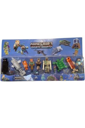 MINECRAFT Set 9 figurines type Minecraft, accessories included, +3 years, blue-red, 56 cm