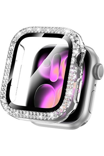 Cool Cold Apple Watch Series 10 & 11 Compatible (46mm) Tempered Glass+Screen Protector Diamond Detailed Case