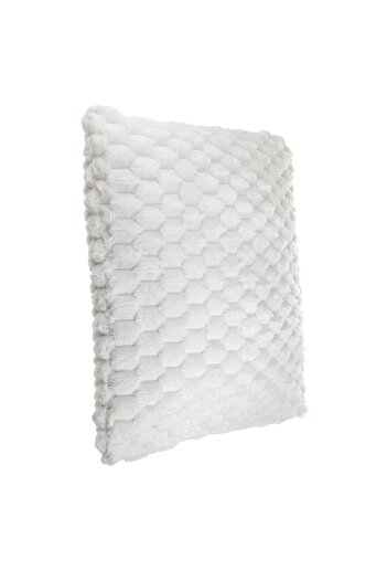 OEM Ecru Faux Fur Decorative Pillow with Embossed Pattern for Sofa 60x60cm