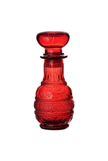 OEM Red Glass Liquor Bottle with Pattern 250ml