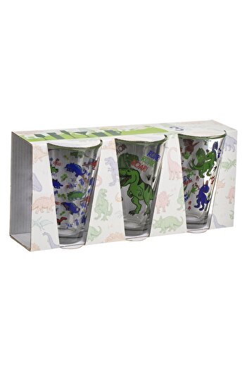 OEM Set of 3 Glass Glasses with Dinosaur Pattern for Children 300ml