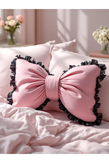 JACA Ruffled Bow Appearance XXL Decorative Pillow Inner Filled Fabric Gift Pillow Cushion (45X65Cm)