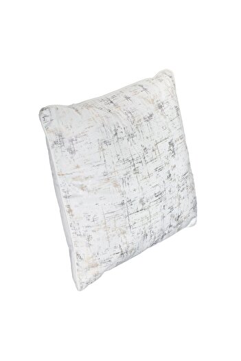 OEM Winter Decorative Pillow Ecru Velvet with Gold Foil Pattern 45x45cm