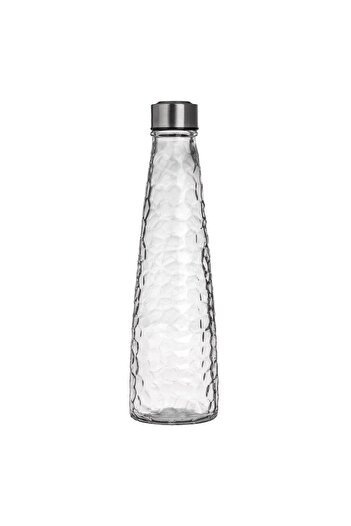 OEM Glass Water Bottle with Cellular Pattern & Metal Lid 0.7lt