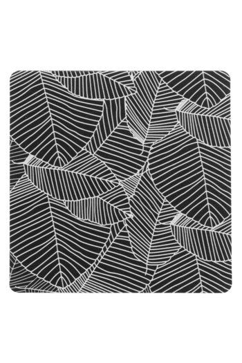 OEM Grey White Glass Holder with Wooden Leaf Pattern 11x0.5x11cm