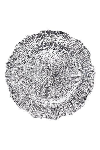 OEM Round Plastic Decorative Christmas Plate Silver Relief Pattern Ø32.5cm