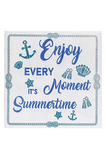 OEM 2-Ply Table Napkins Blue Enjoy Summertime Print 33x33cm - 25pcs