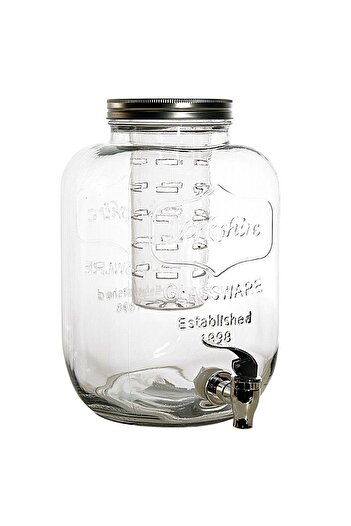 OEM Glass Beverage Dispenser with Faucet and Ice Accumulator 16x16x28cm - 5L