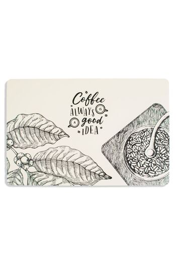 OEM Ecru Plastic Plate Holder with "Coffee" Pattern 43.5x28.5cm