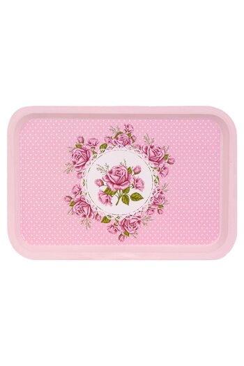 OEM Serving Tray Pink Polka Dots Roses 30.5x20.5x2cm