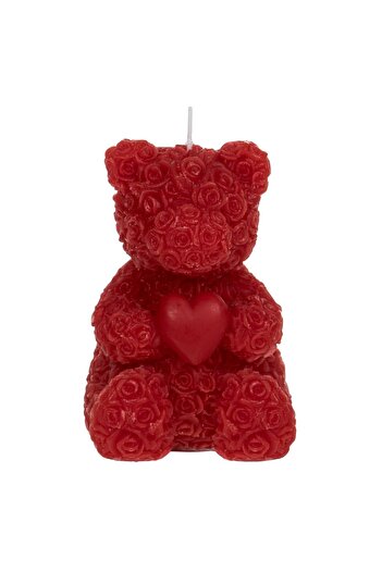 OEM 3D Red Teddy Bear Candle with Heart Roses 6x8x10.5cm