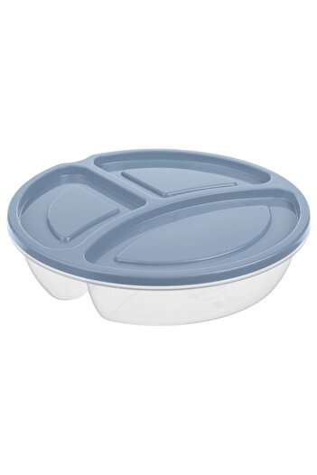 OEM Round Plastic Casserole with 3 Compartments & Gray Lid 1.1L