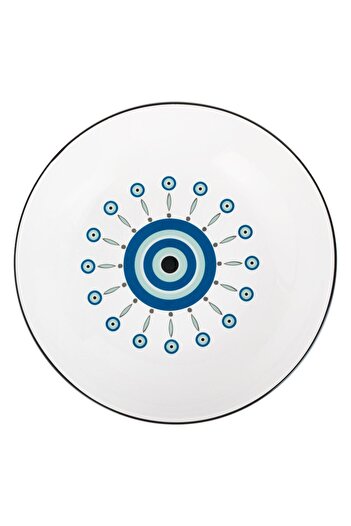 OEM Tribal Eye White Porcelain Deep Plate 780ml