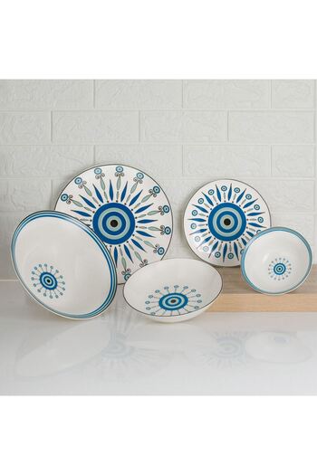 OEM White Porcelain Plate Tribal Eye Ø27cm
