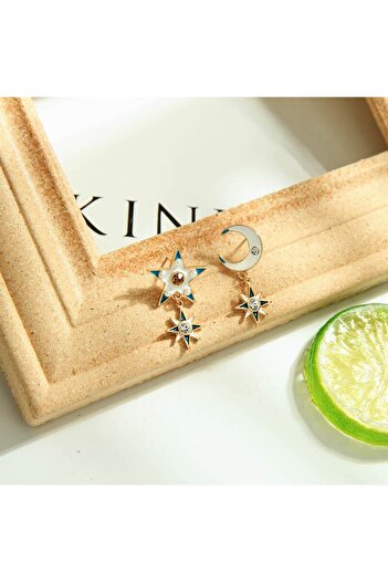 GlaMLo Accessories Small star moon earrings