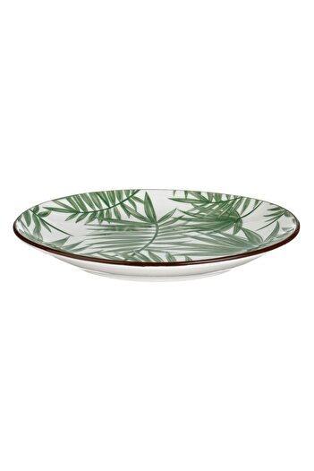 OEM White Porcelain Plate with Green Leaves for Dessert Ø15cm