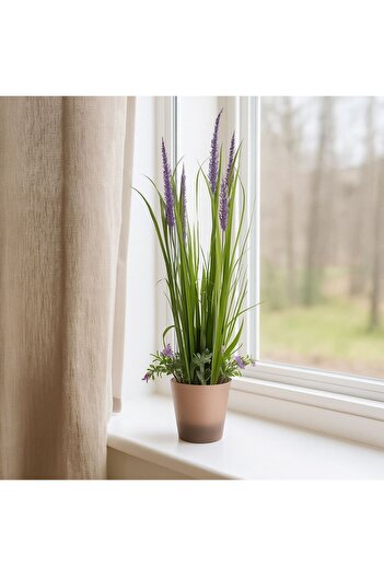 OEM Decorative Pot Beige Ombre with Artificial Lavender Plant Ø12x65cm