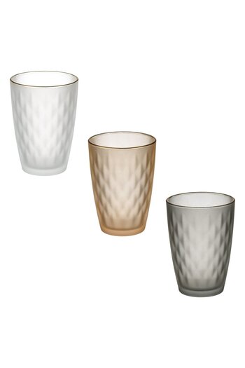 OEM Set of 3 Frosty "Luxury" Colored Glass Glasses with Gold Rim 400ml