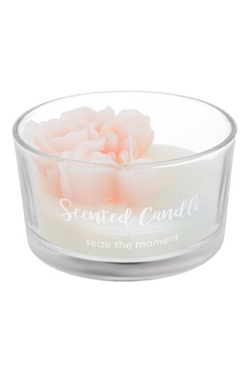 OEM Pink Rose Candle in Glass Container Ø10x8cm
