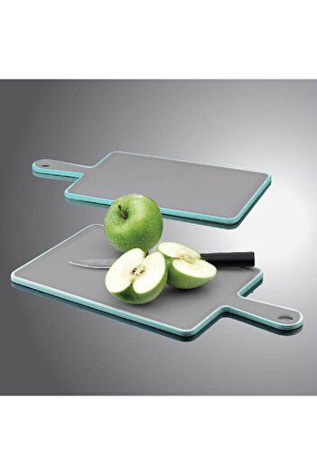 OEM Plastic Chopping Board with Gray Green Handle 27x19cm