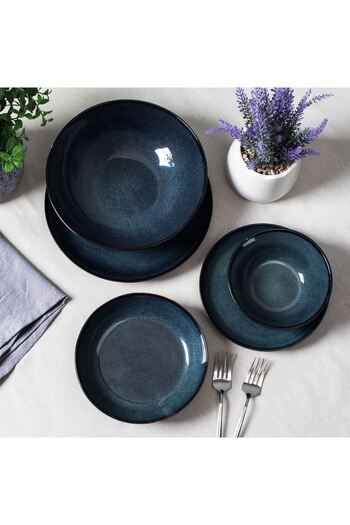 OEM Blue Black "Glaze" Ceramic Fruit Plate Ø26.5cm