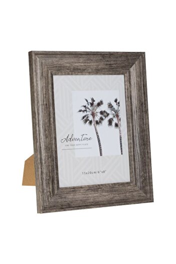 OEM Gray Wooden Photo Frame with Pattern 15x20cm