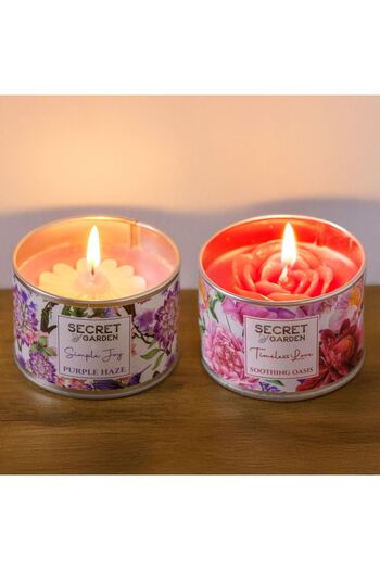 OEM Decorative Scented Candle in Metal Box with Rose Lavender Aroma Ø7.5x6cm