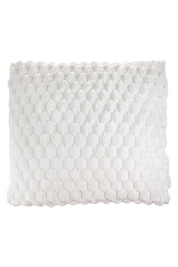 OEM Ecru Faux Fur Decorative Pillow with Embossed Pattern for Sofa 60x60cm