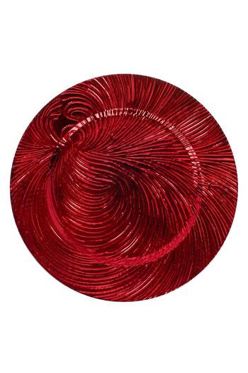 OEM Round Decorative Plastic Christmas Plate Red Embossed Waves Ø33x1.5cm
