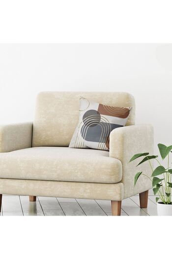OEM Ecru Cushion with Abstract Gold Foil Stripes Pattern 43x43cm