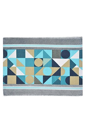 OEM Blue Cotton Placemat Geometric Shapes 42x30cm