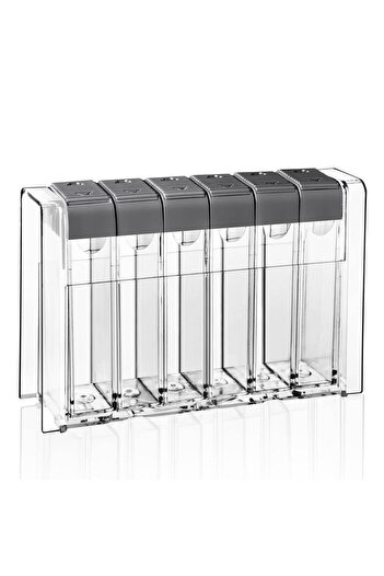 OEM Set of Transparent Plastic Spice Containers with Gray Lid - 6pcs