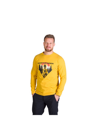 NORTHFINDER Men's long-sleeved cotton t-shirt Clair goldenyellow
