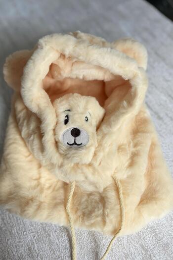 EMKSHOP Soft Plush Beanie Hat with Teddy Bear (Neck Warmer Scarf Hat in One)