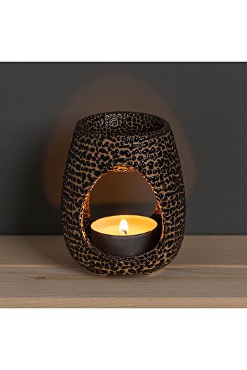 OEM Black Gold Ceramic Scented Oil Holder Ø6.5x8.5cm