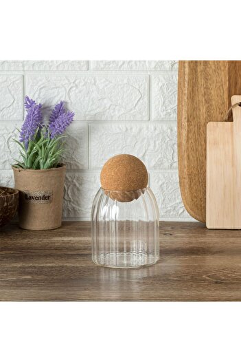 OEM Transparent Glass Jar with Cork Lid 490ml